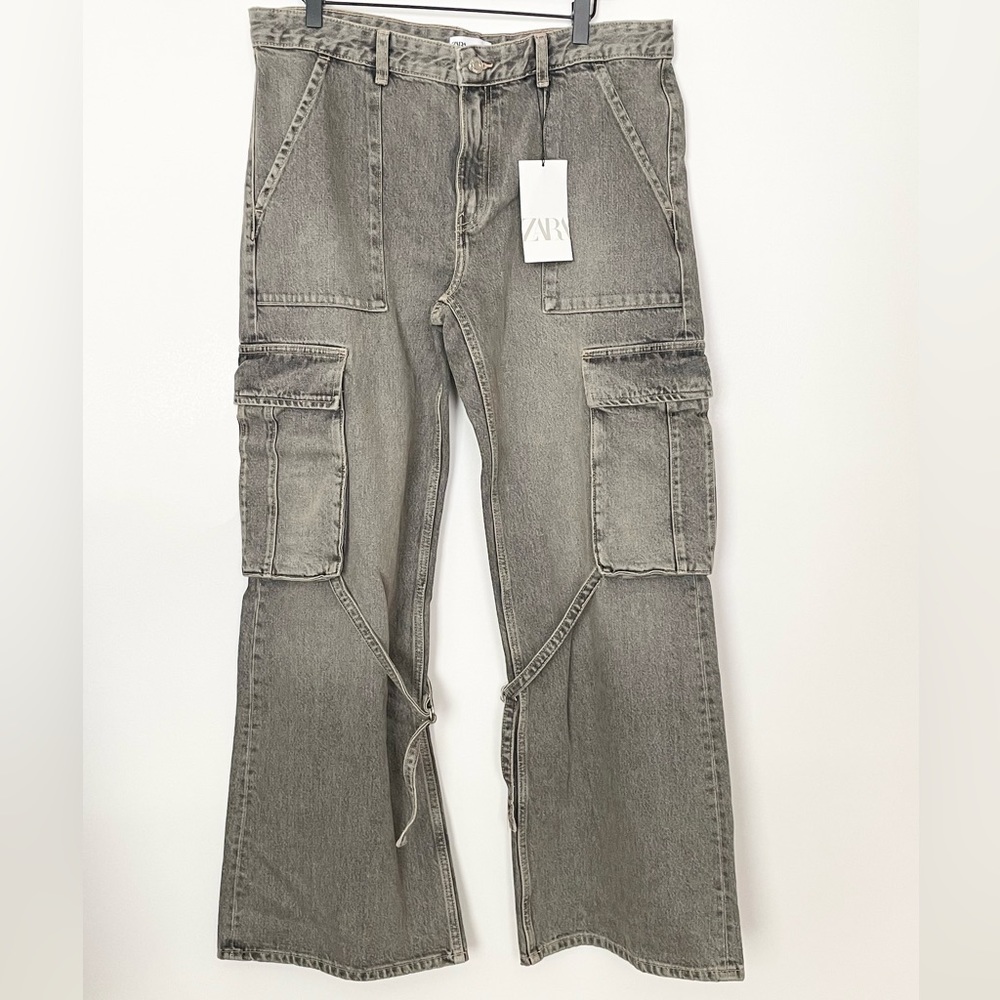 ZARA MID-RISE TRE CARGO JEANS 8197/237 310/015 - Picture 2 of 8
